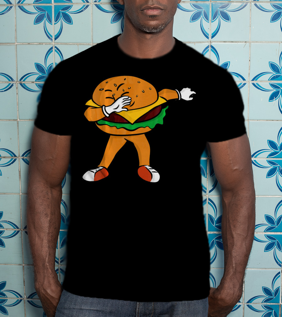 Dabbing Cheeseburger Character Dance T-Shirt