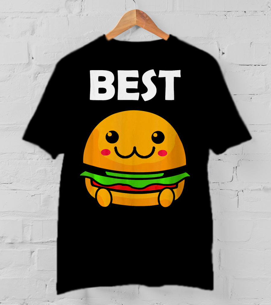 Burger Matching Fries Best Friend Novelty Best Cute Kawaii Face T-Shirt
