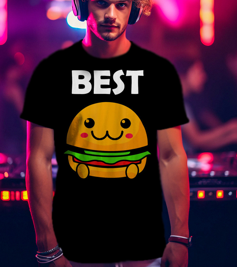 Burger Matching Fries Best Friend Novelty Best Cute Kawaii Face T-Shirt