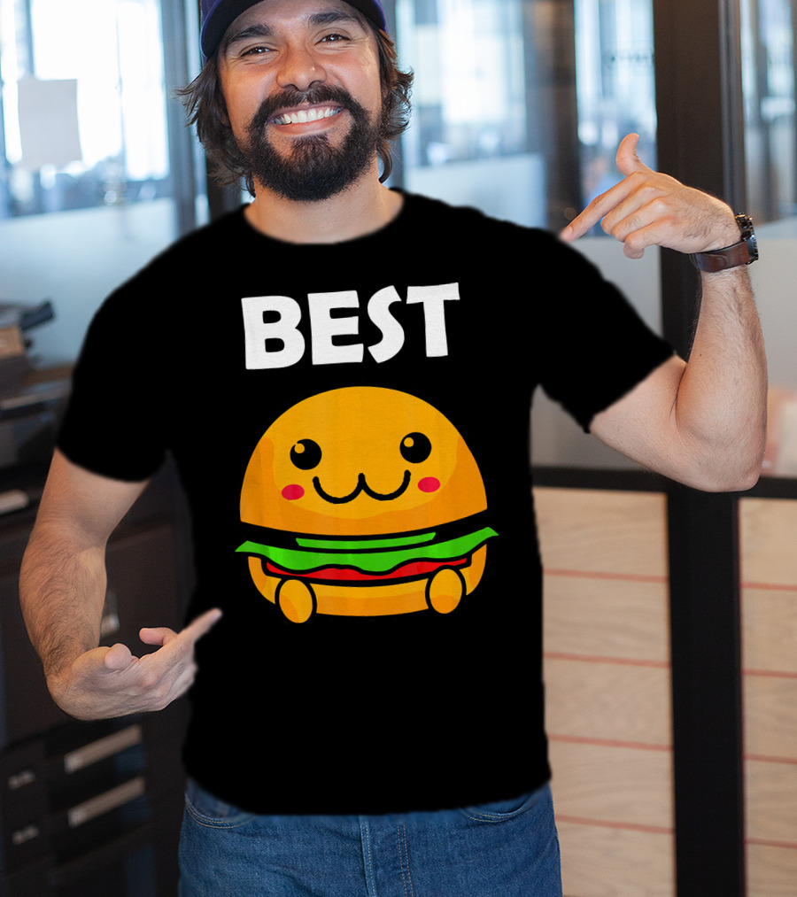 Burger Matching Fries Best Friend Novelty Best Cute Kawaii Face T-Shirt