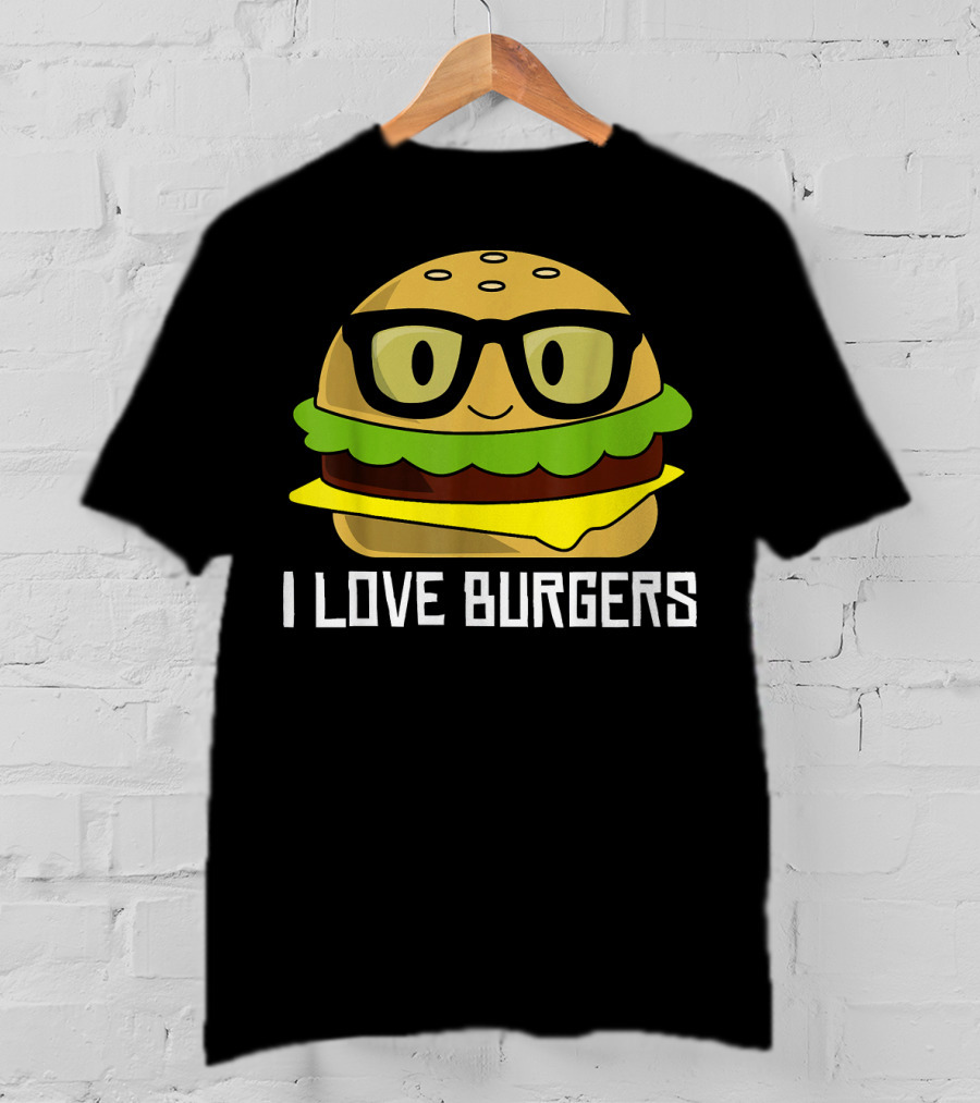 I Love Burgers Cheeseburger Glasses Cute Hamb T-Shirt