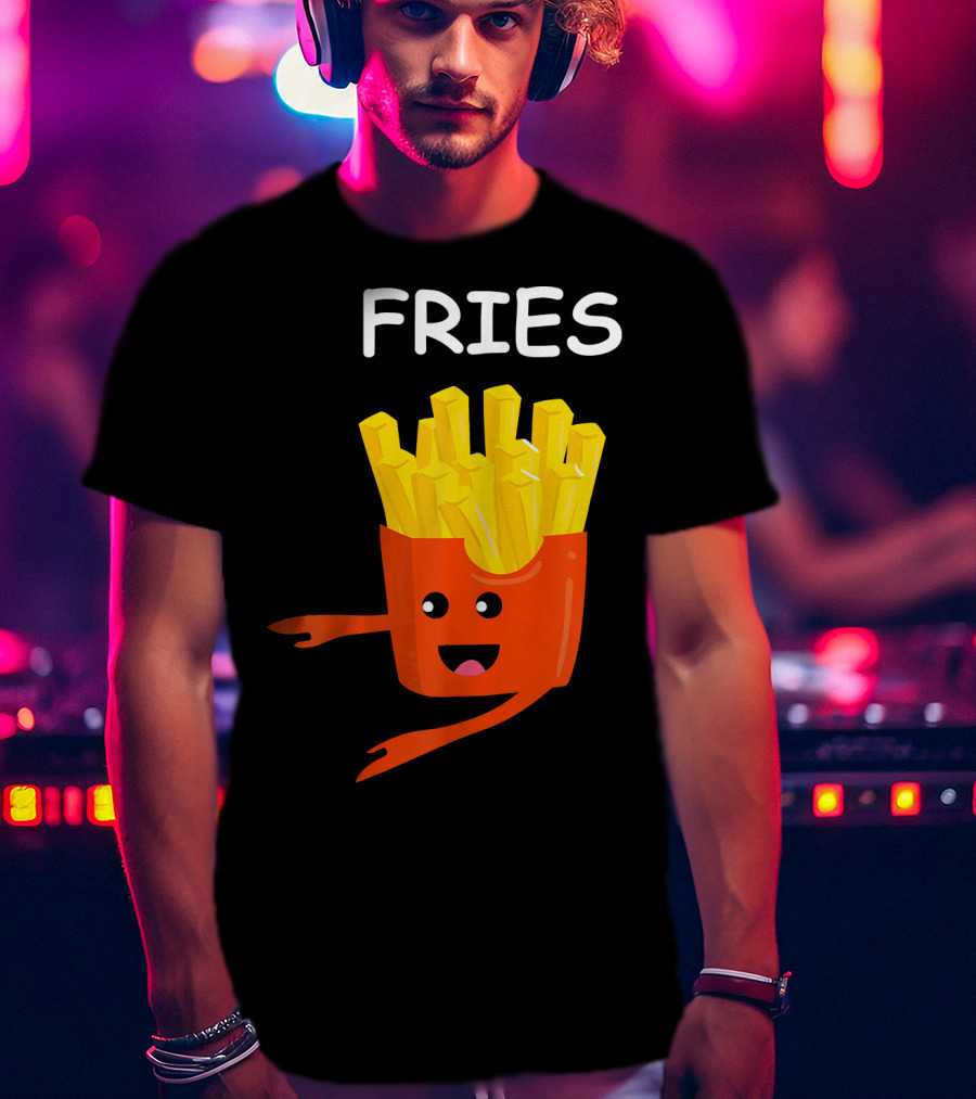 Funny Burger FRIES Matching Couples Vale Playful Cartoon T-Shirt