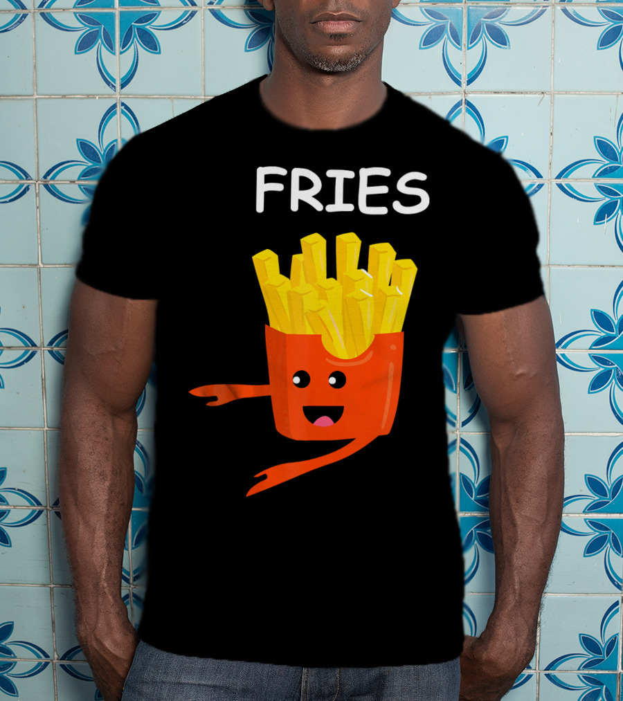 Funny Burger FRIES Matching Couples Vale Playful Cartoon T-Shirt