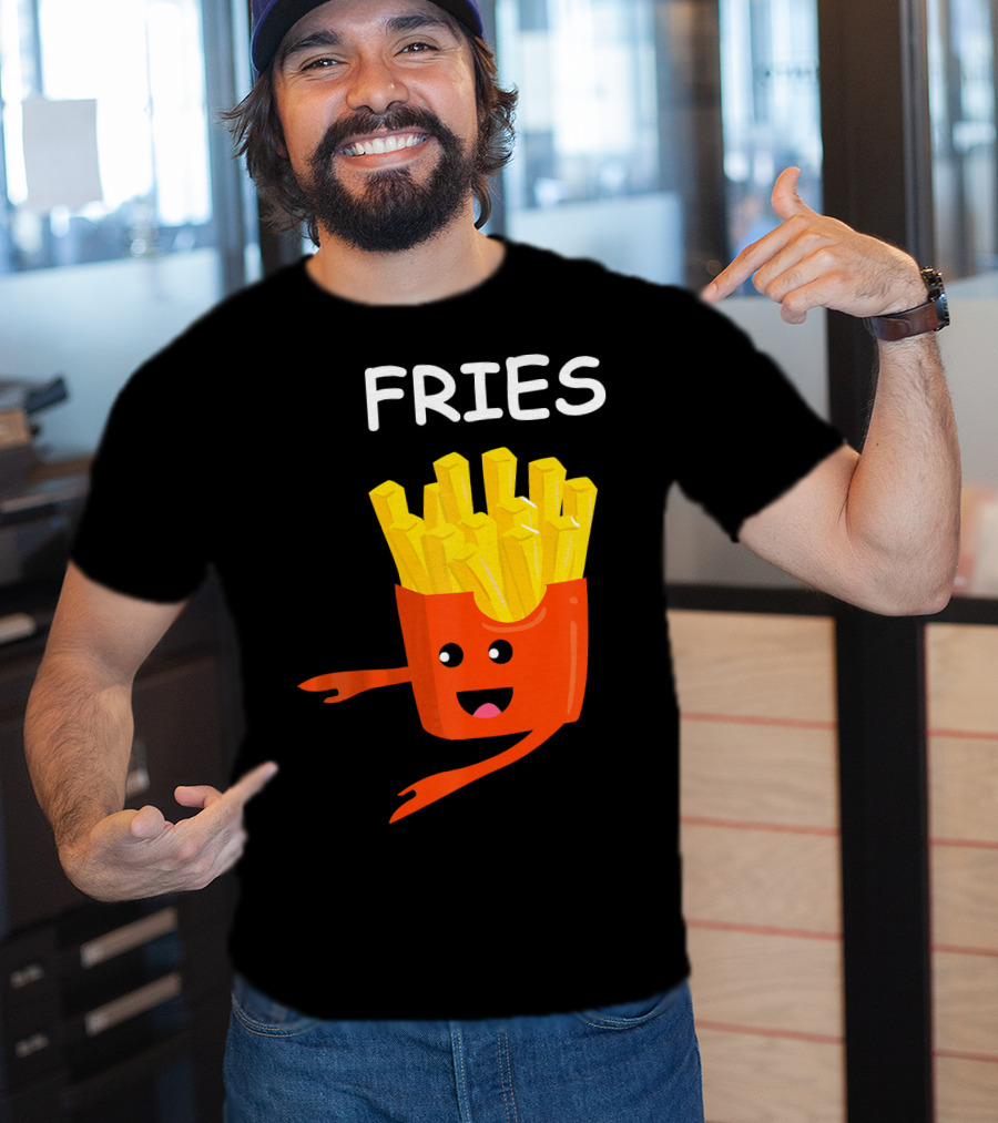 Funny Burger FRIES Matching Couples Vale Playful Cartoon T-Shirt