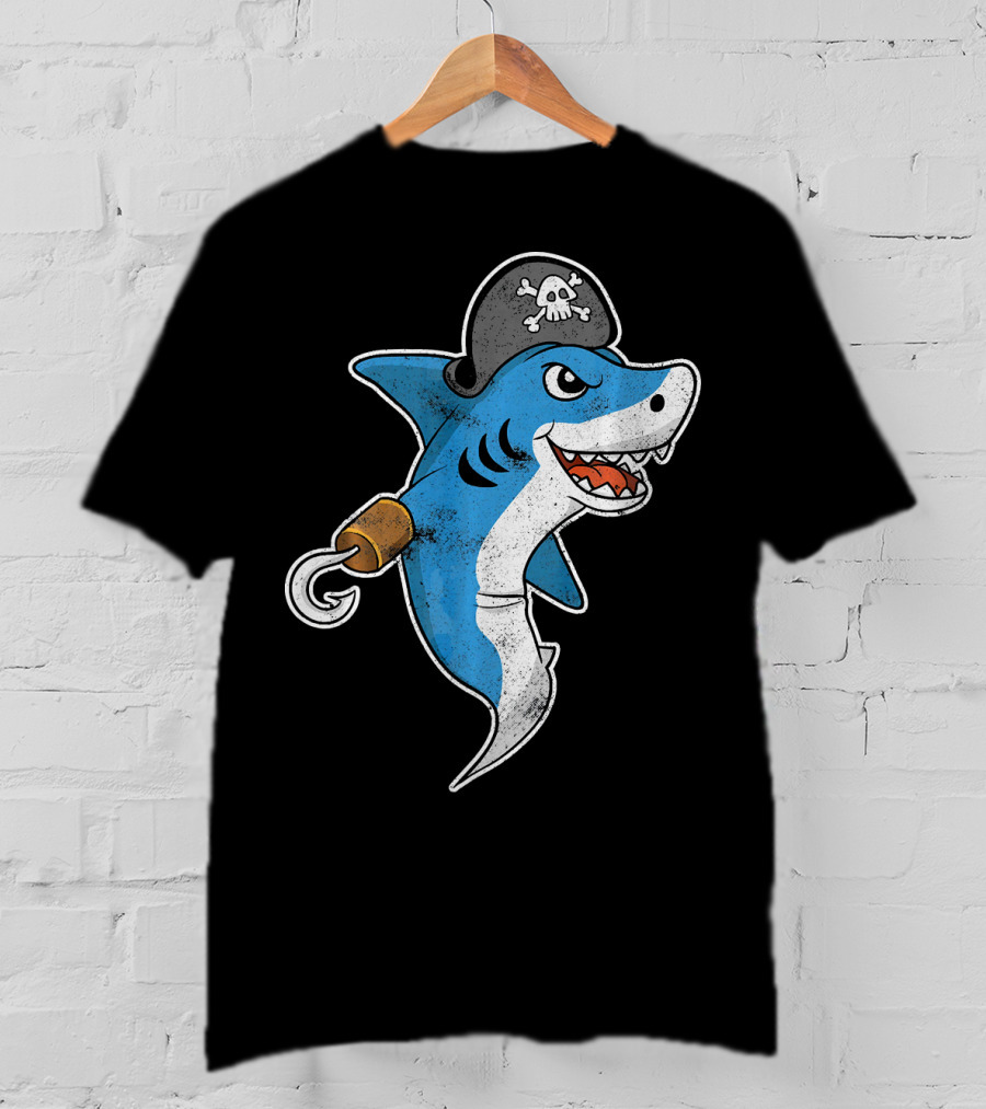 Pirate Shark With Hook And Pirate Hat T-Shirt