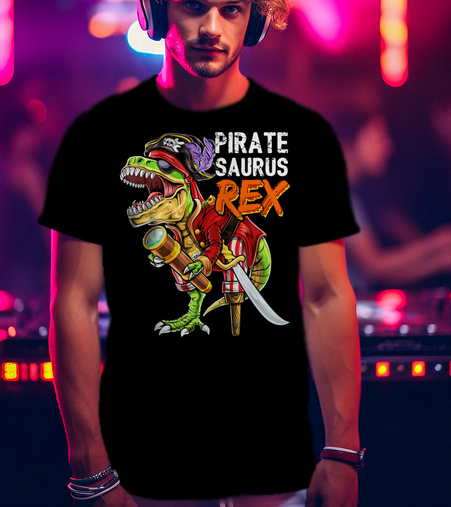Pirate Saurus Rex Dinosaur Pirate Hat T-Shirt