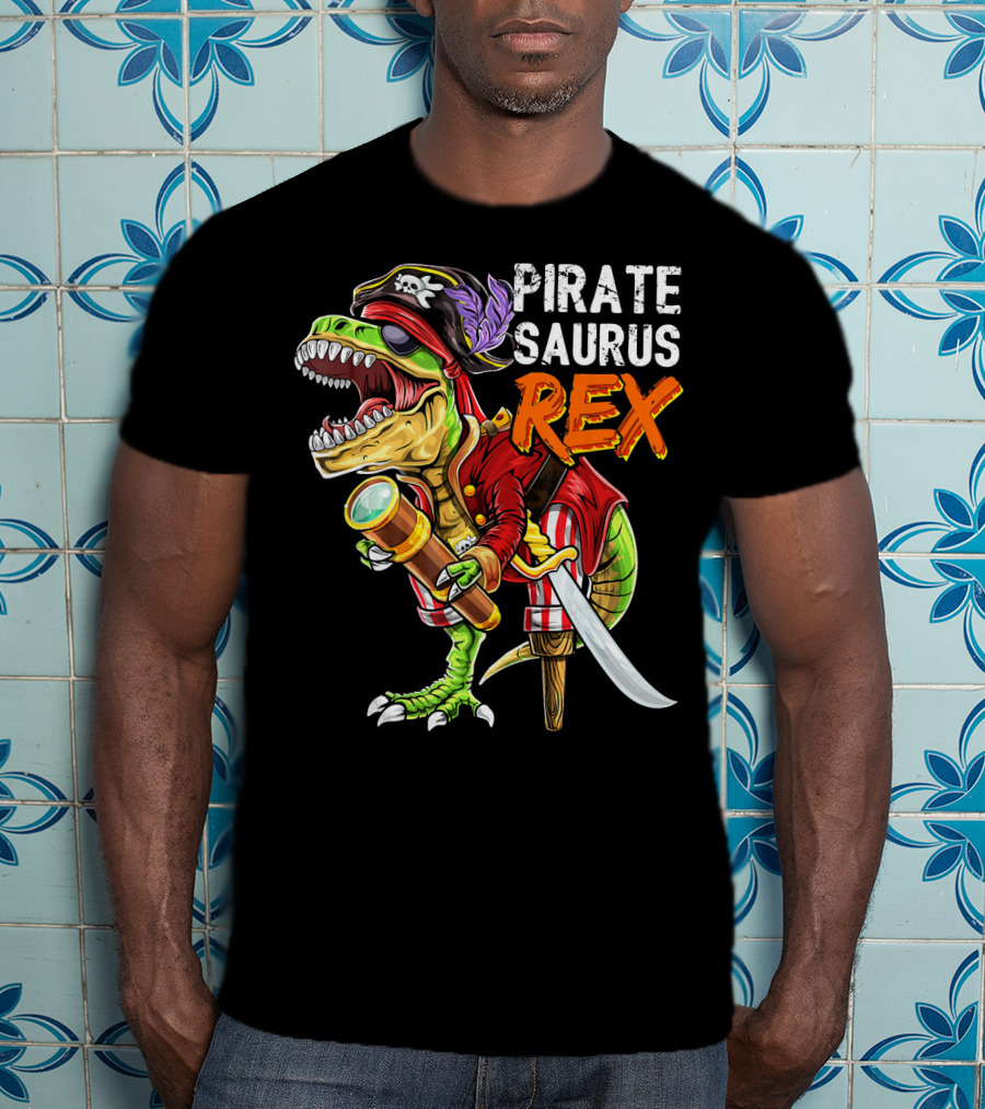 Pirate Saurus Rex Dinosaur Pirate Hat T-Shirt
