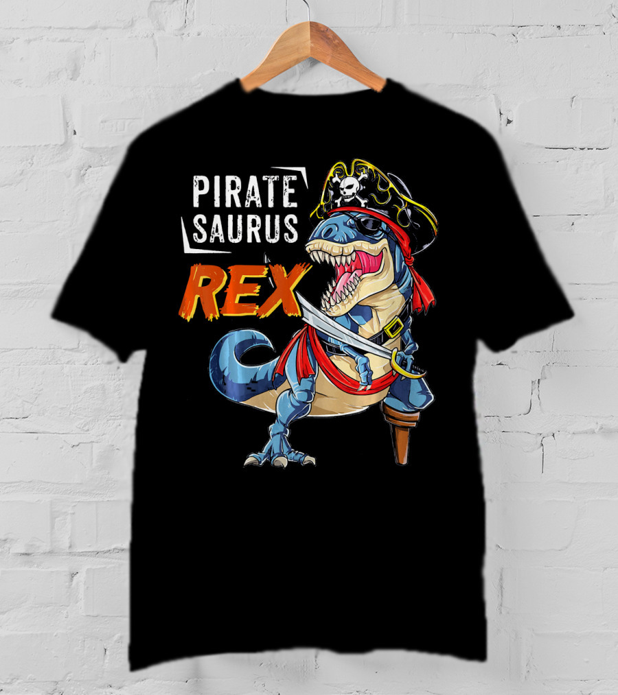 Pirate Saurus Rex Dinosaur Pirate Halloween Costume Hat T-Shirt
