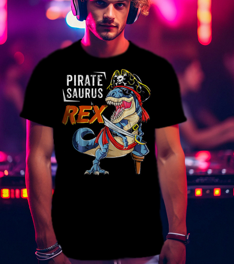 Pirate Saurus Rex Dinosaur Pirate Halloween Costume Hat T-Shirt