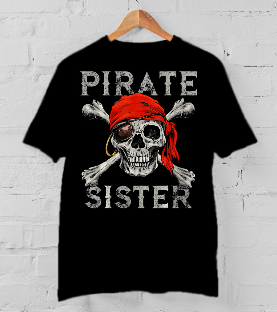 Pirate Sister Skull Jolly Roger Bandana T-Shirt