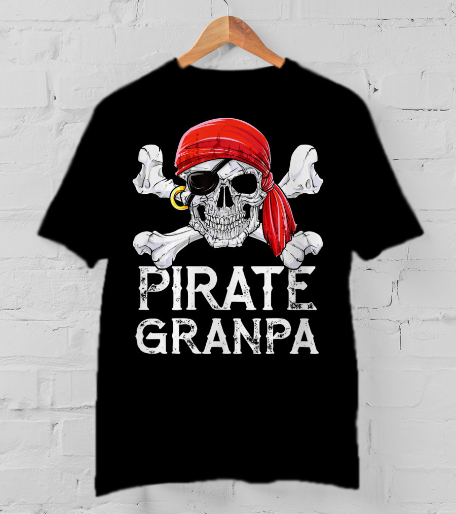 Pirate Granpa Jolly Roger Skull And Crossbones T-Shirt