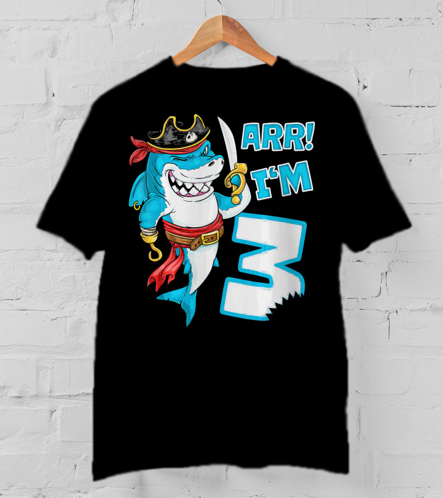 ARR I'm 3 Pirate Shark 3rd Birthday T-Shirt