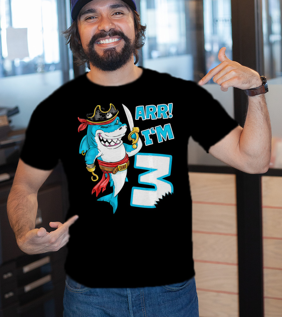 ARR I'm 3 Pirate Shark 3rd Birthday T-Shirt