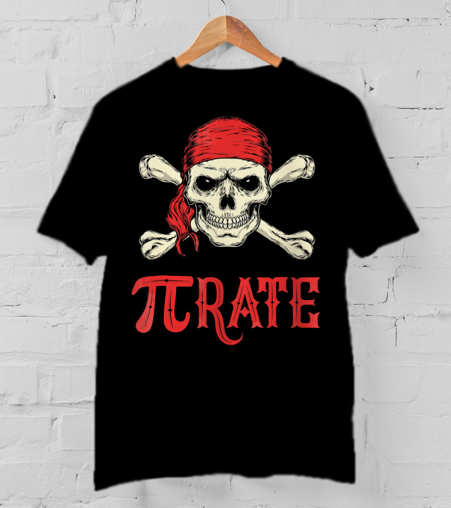 Pi Pirate Skull And Crossbones Captain T-Shirt