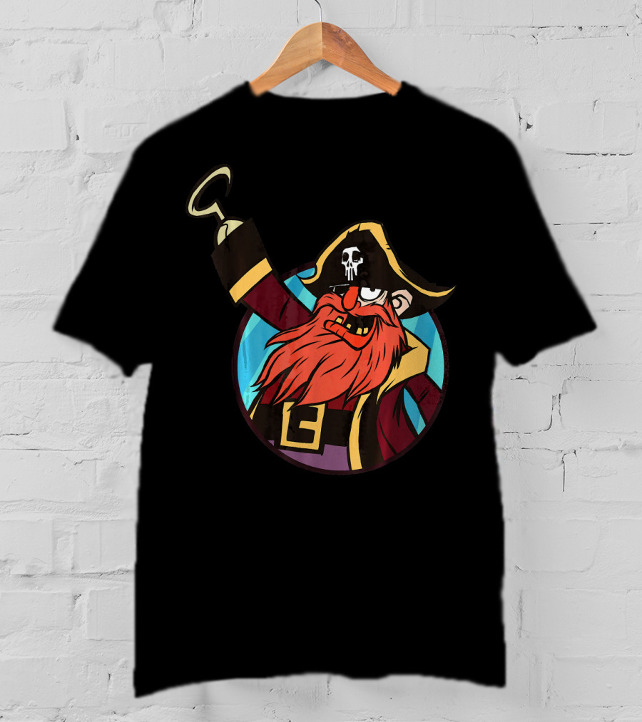 Pirate Captain With Skull Patch And Hook Hand T-Shirt