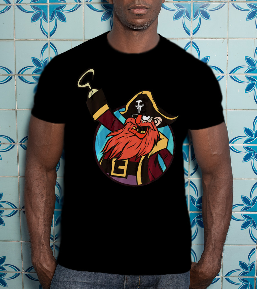 Pirate Captain With Skull Patch And Hook Hand T-Shirt