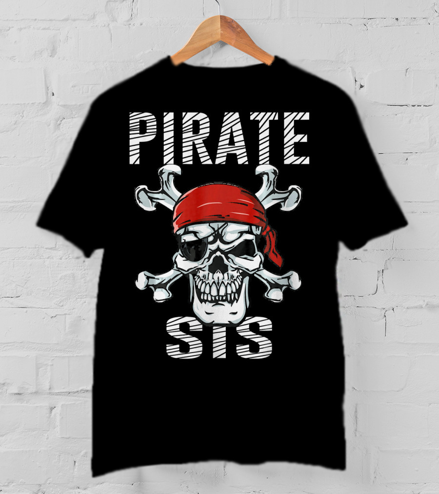 PIRATE SIS Skull Crossbones Red Bandana T-Shirt