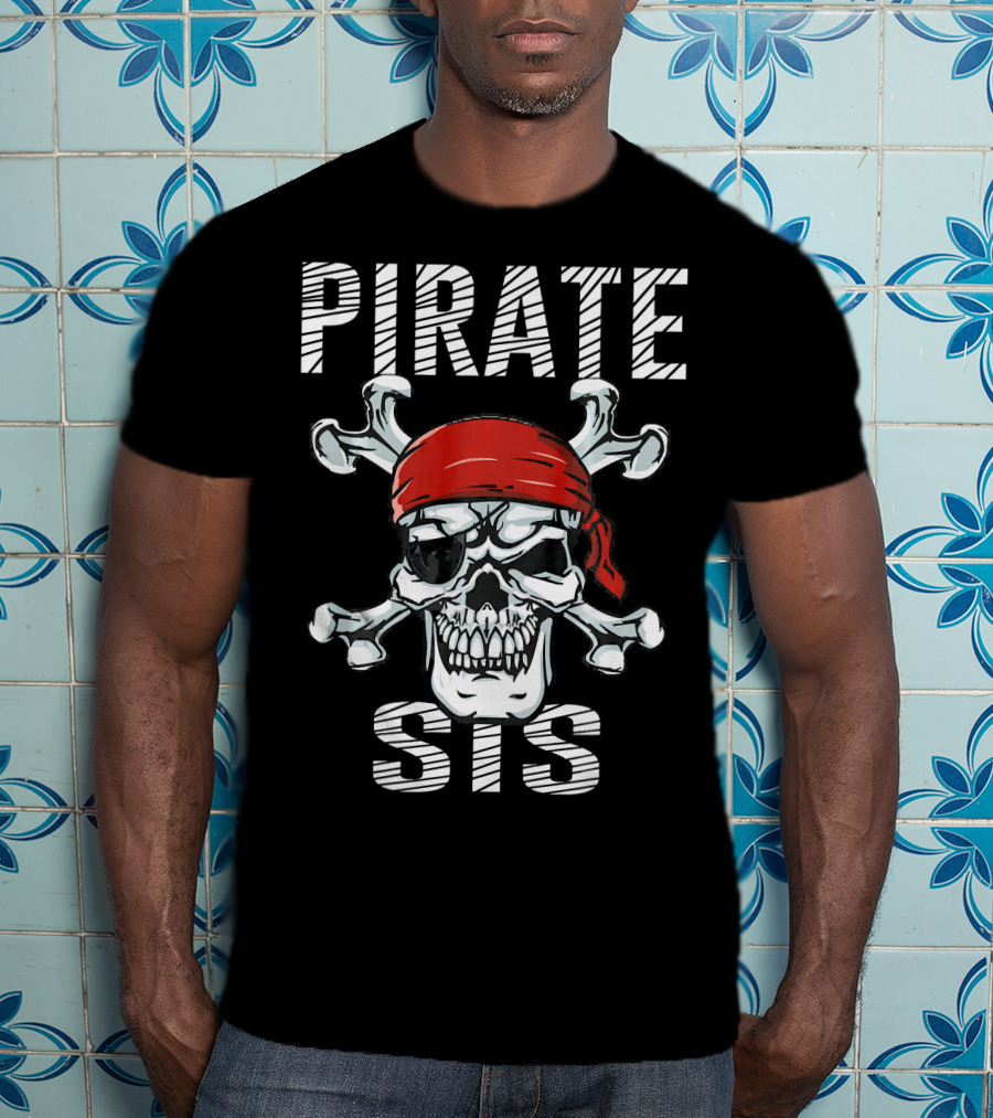 PIRATE SIS Skull Crossbones Red Bandana T-Shirt
