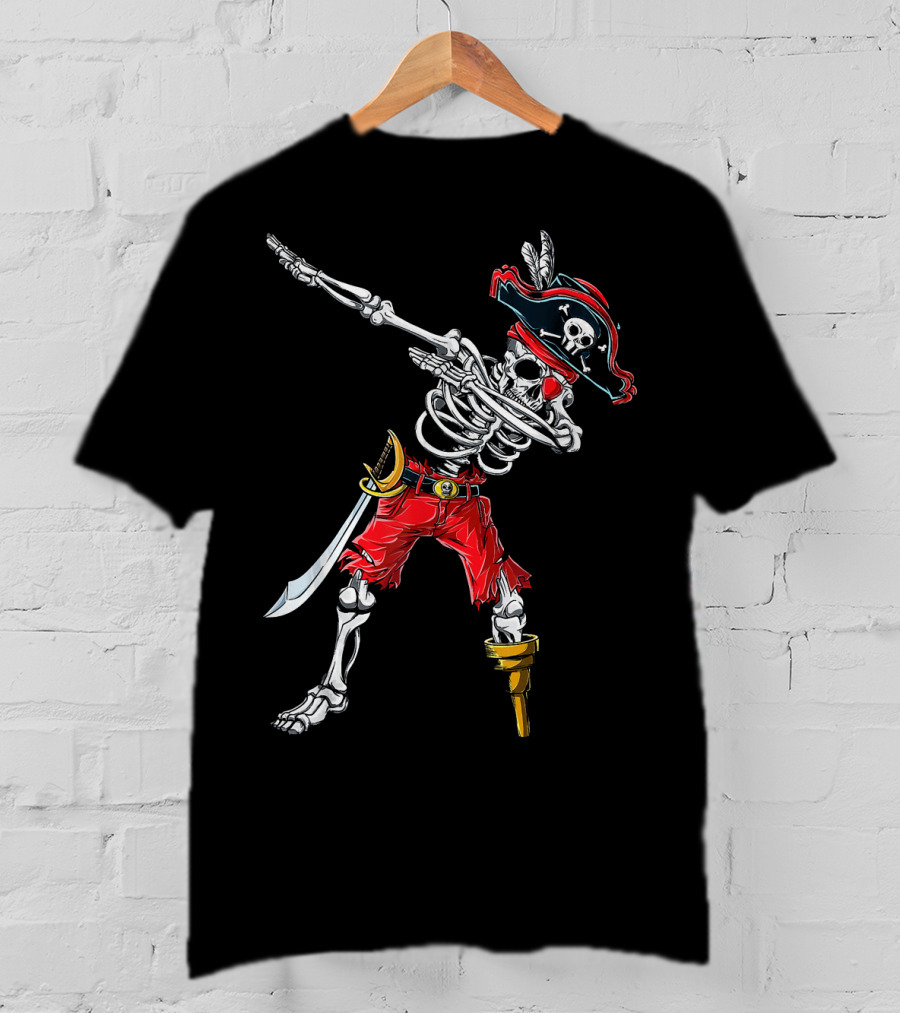 Dabbing Skeleton Pirate Dancing Halloween Kids Jol T-Shirt