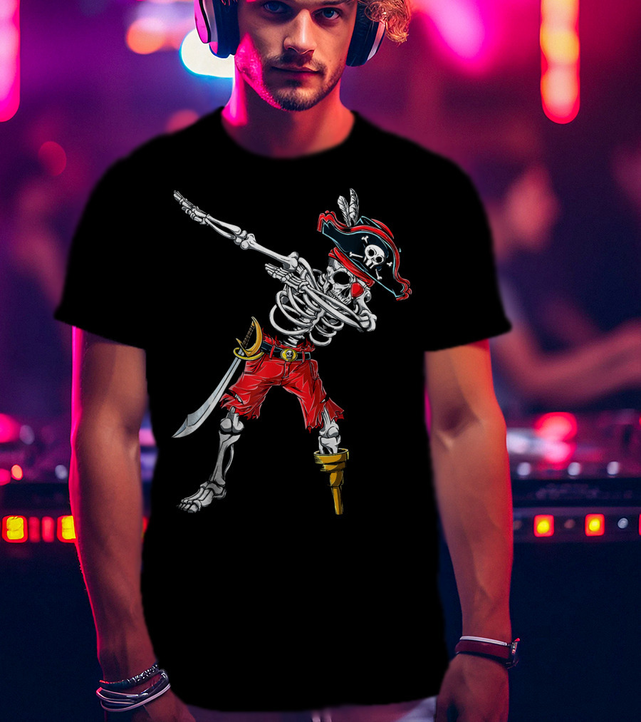 Dabbing Skeleton Pirate Dancing Halloween Kids Jol T-Shirt