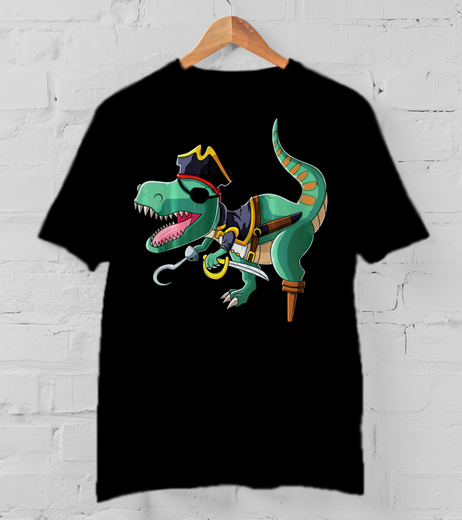 Pirate Rex Dinosaur With Hook And Peg Leg T-Shirt