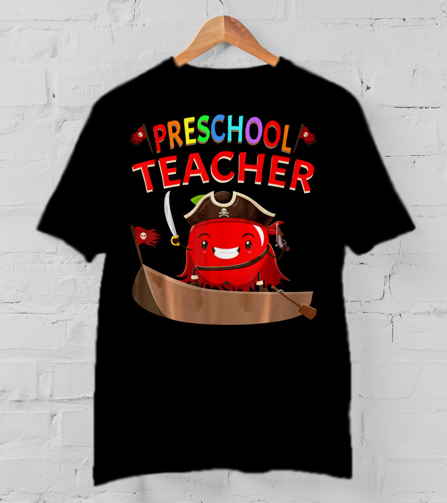 Preschool Teacher Pirate Apple Costume Halloween T-Shirt