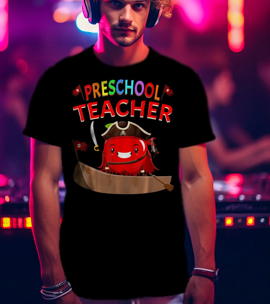 Preschool Teacher Pirate Apple Costume Halloween T-Shirt