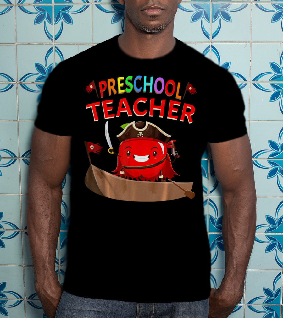 Preschool Teacher Pirate Apple Costume Halloween T-Shirt