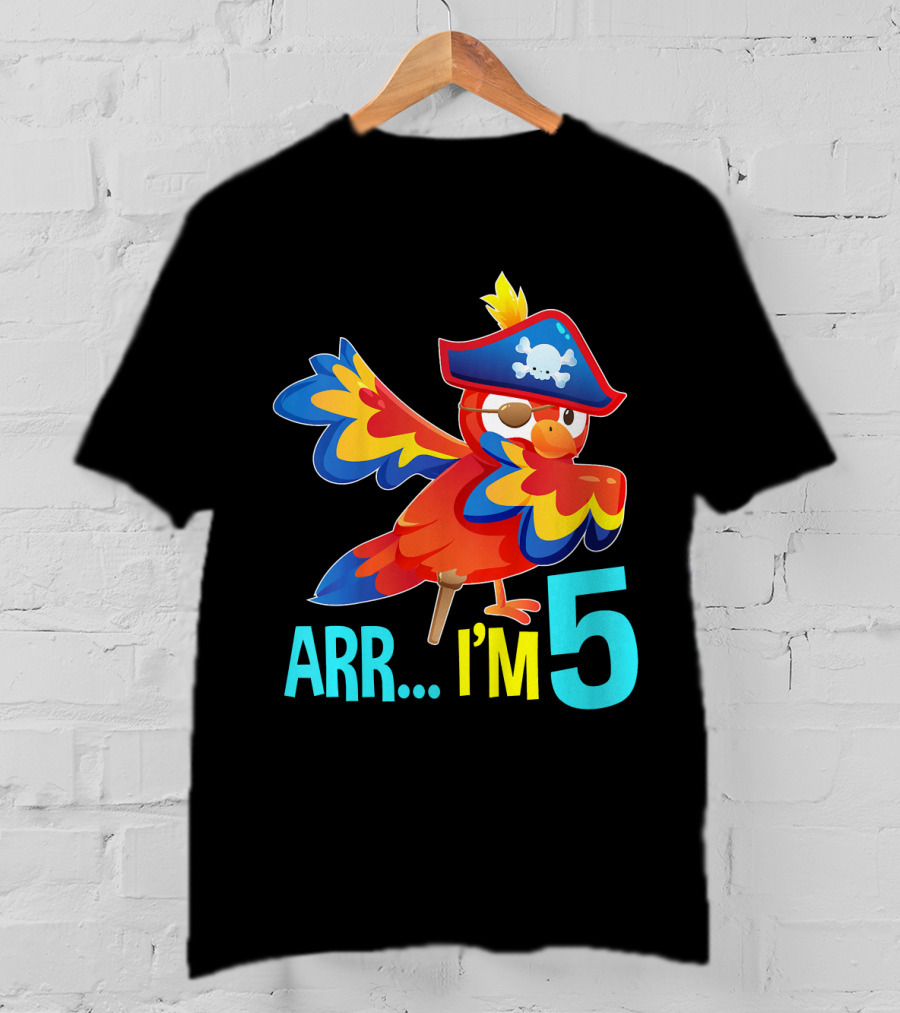 Arr I'm 5 Dabbing Parrot Pirate Kids T-Shirt