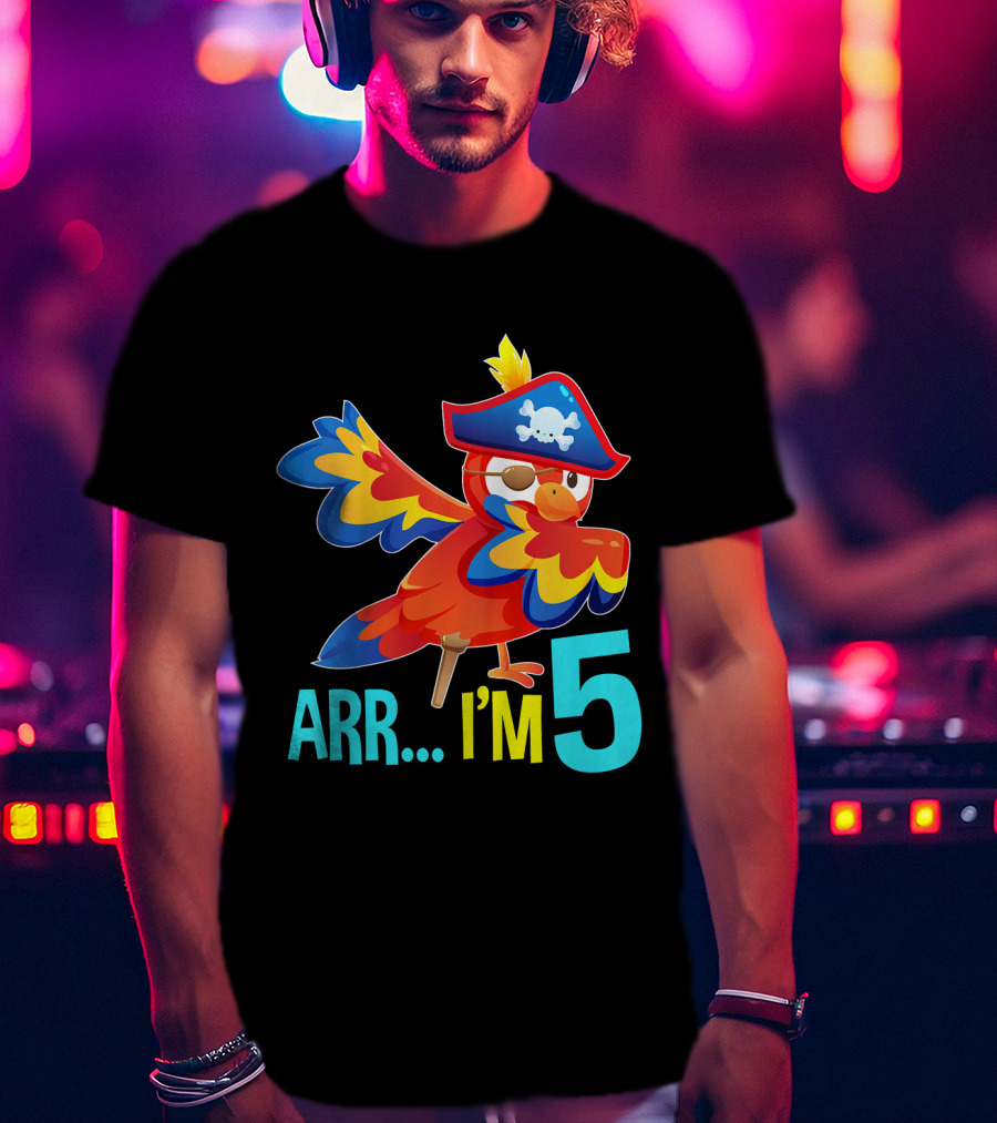 Arr I'm 5 Dabbing Parrot Pirate Kids T-Shirt