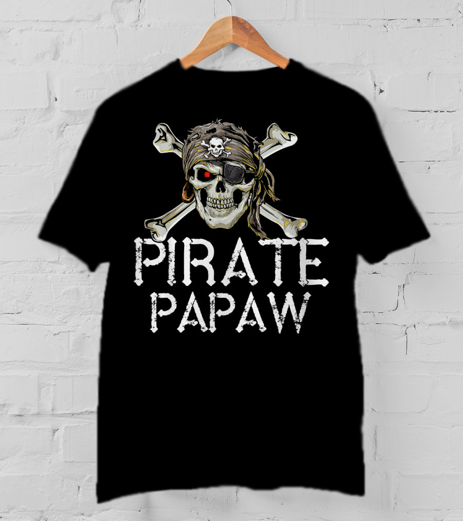 Pirate Papaw Skull Crossbones Eyepatch Bandana T-Shirt
