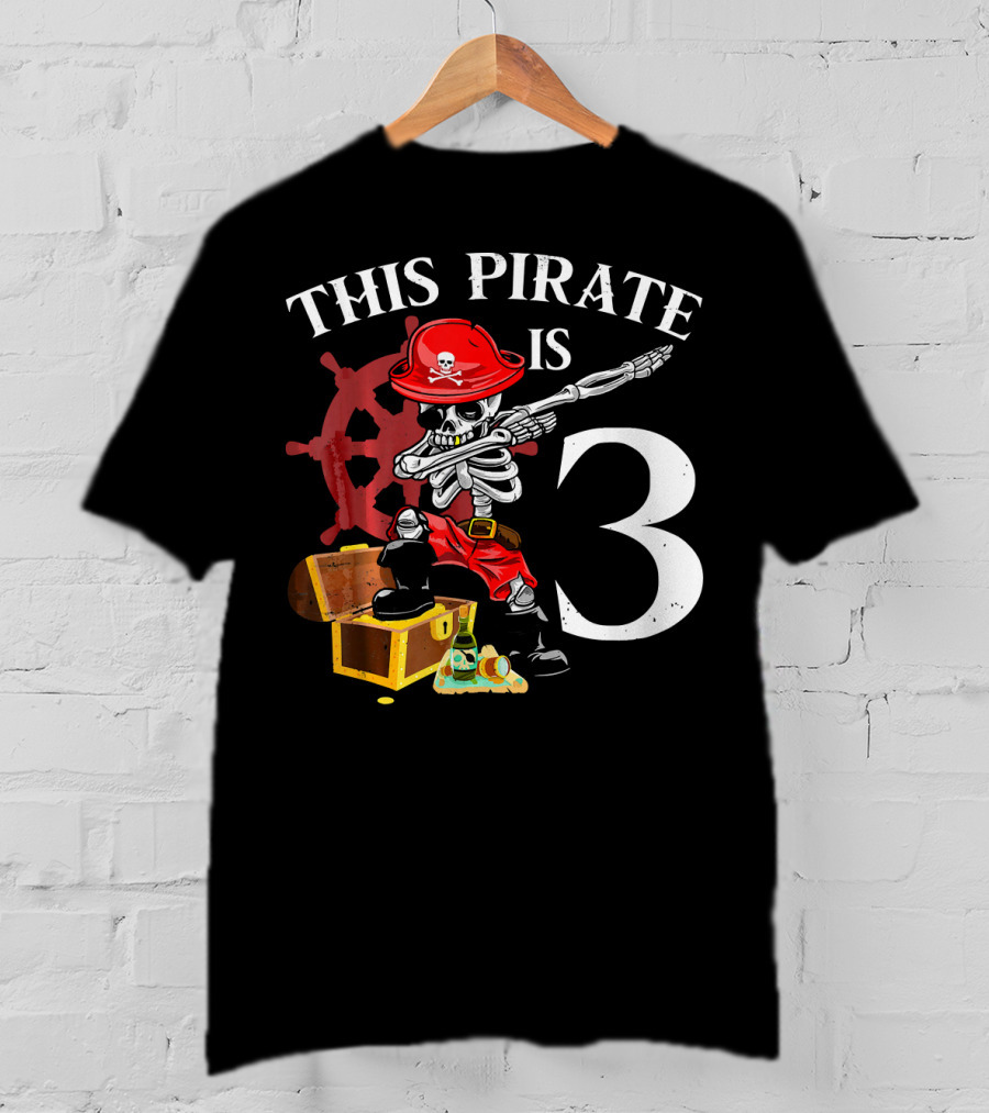 This Pirate Is 3 Funny Dabbing Pirate Birthday T-Shirt
