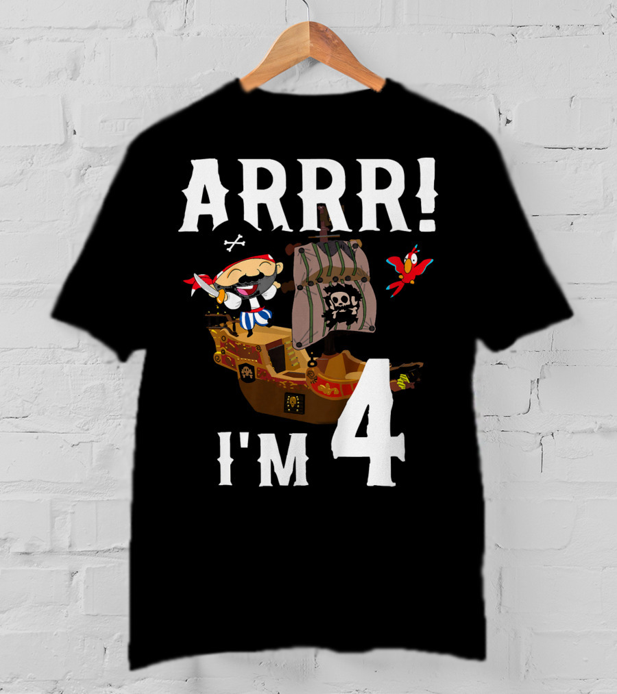 ARRR I'm 4 Pirate Birthday Kids T-Shirt