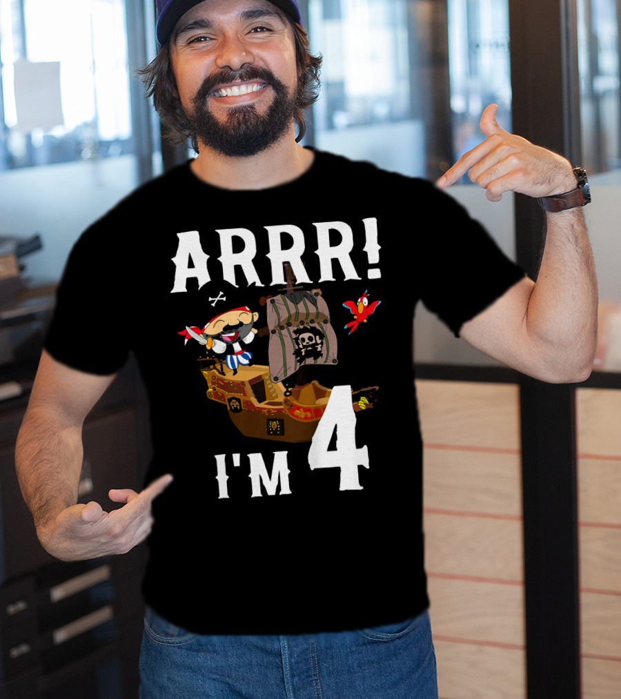 ARRR I'm 4 Pirate Birthday Kids T-Shirt