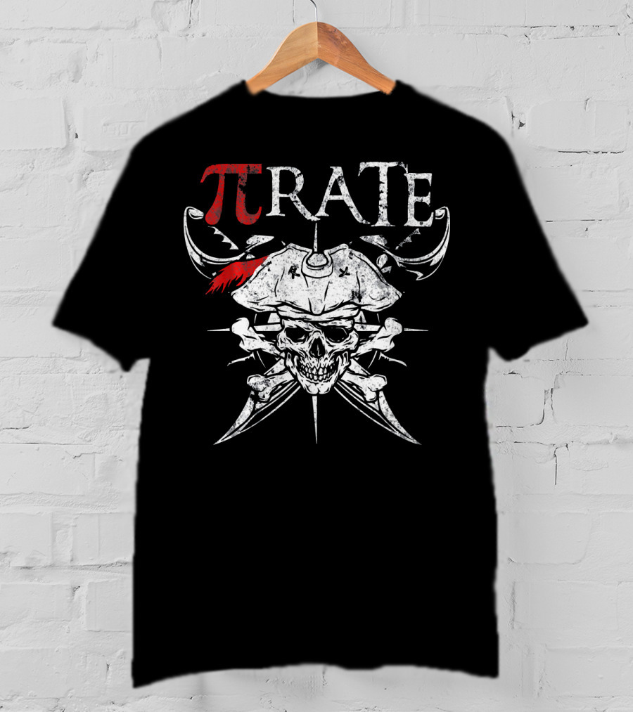 Pi Rate Pirate Skull With Crossbones Math Humor National Pi Day T-Shirt
