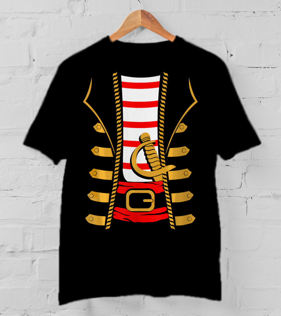 Pirate Halloween Costume Sword Striped T-Shirt