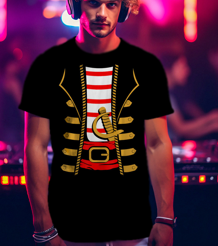 Pirate Halloween Costume Sword Striped T-Shirt
