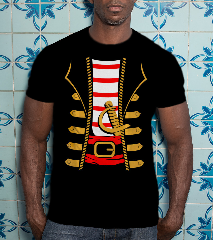 Pirate Halloween Costume Sword Striped T-Shirt
