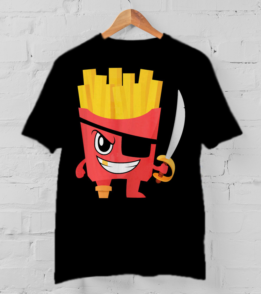 Pirate French Fry Box With Eyepatch And Sword T-Shirt
