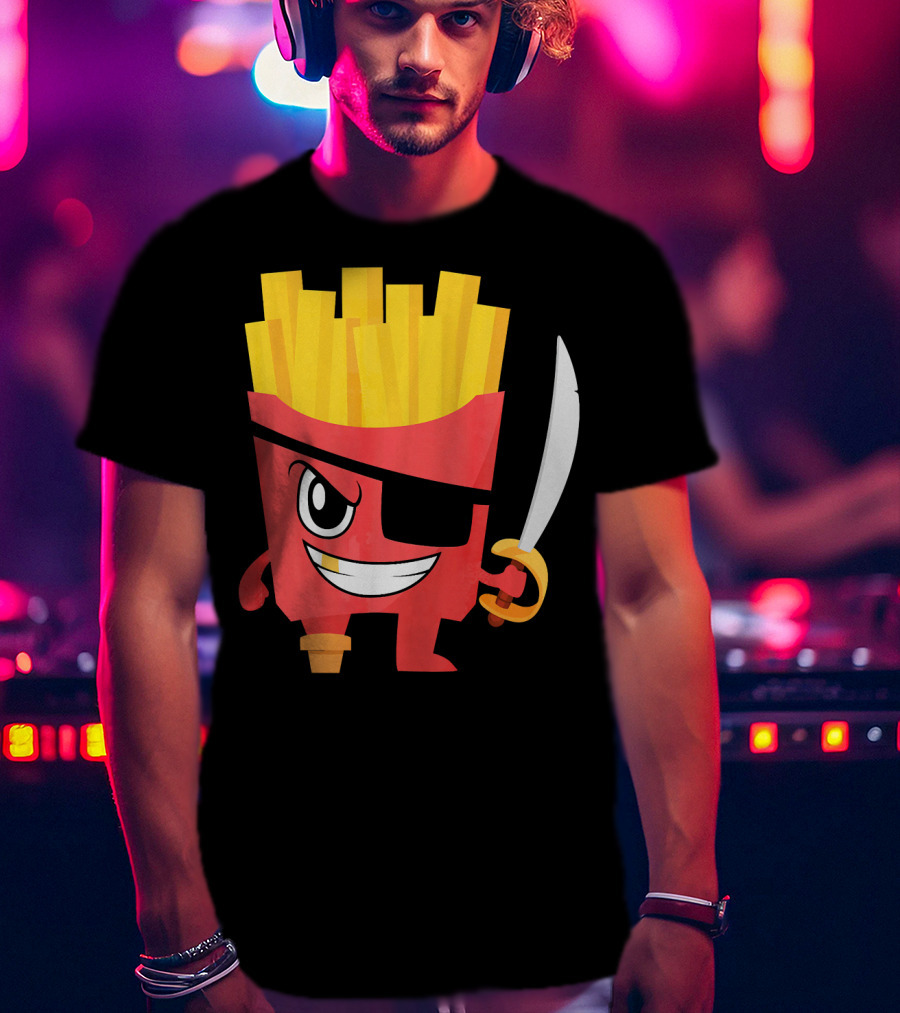 Pirate French Fry Box With Eyepatch And Sword T-Shirt