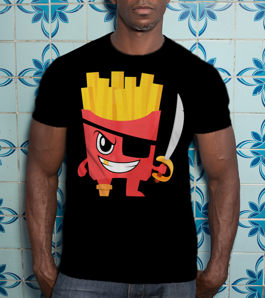 Pirate French Fry Box With Eyepatch And Sword T-Shirt