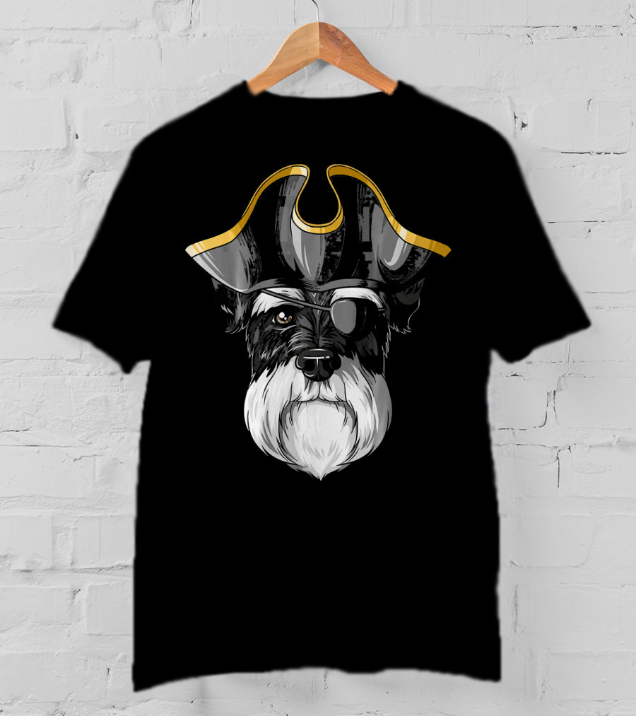 Pirate Schnauzer With Eyepatch And Pirate Hat T-Shirt