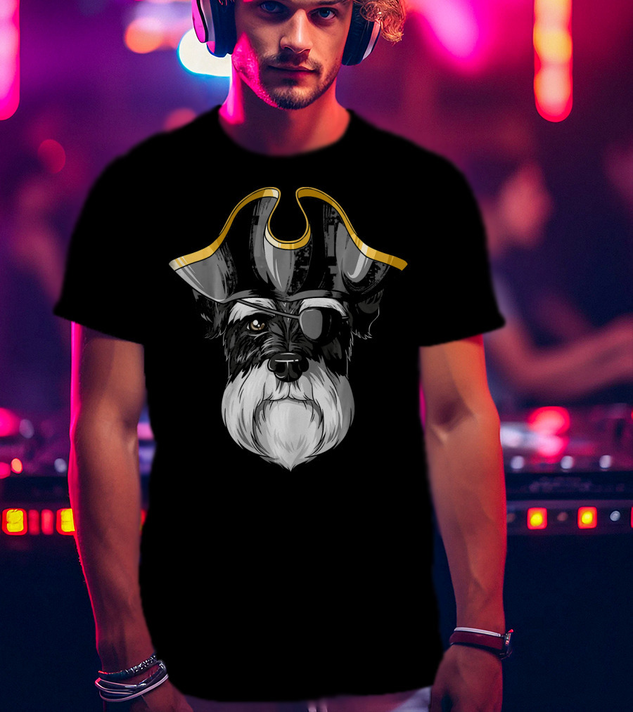 Pirate Schnauzer With Eyepatch And Pirate Hat T-Shirt