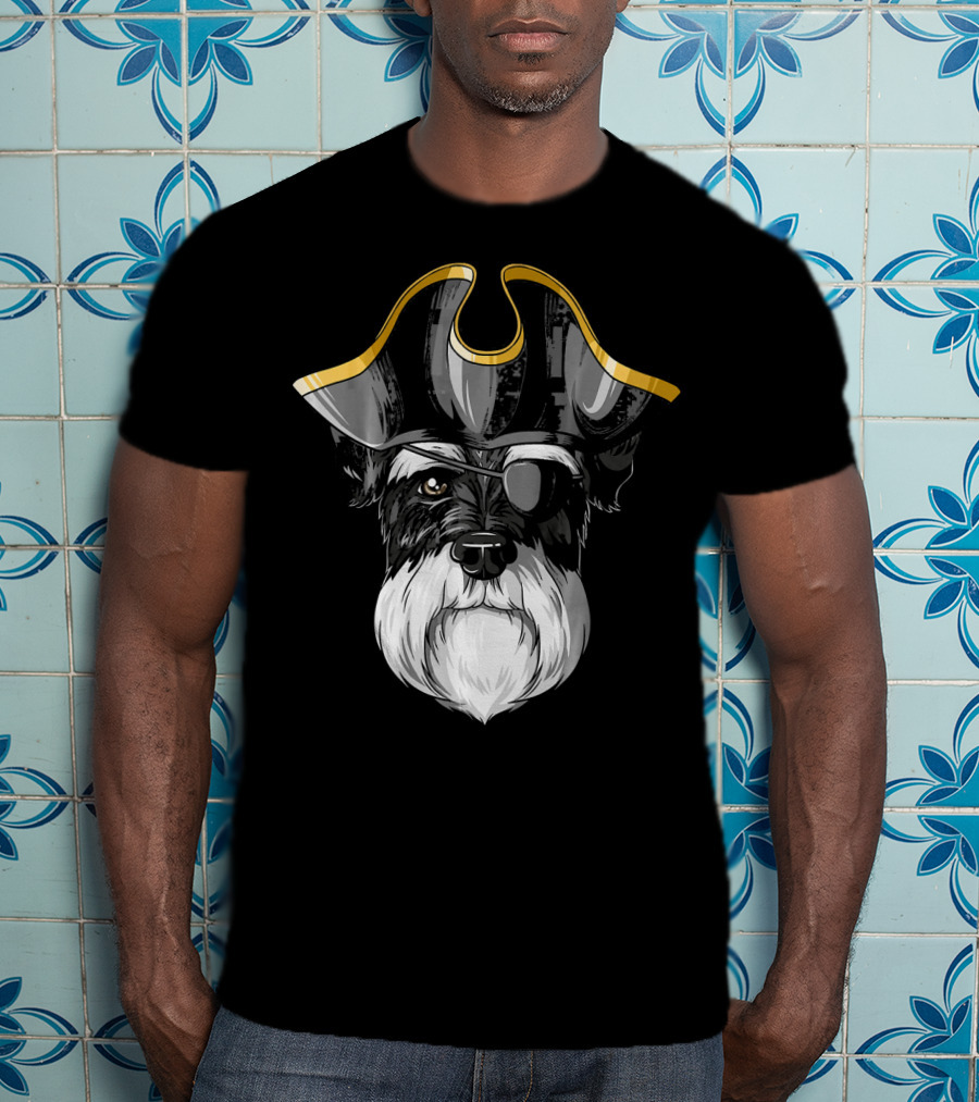 Pirate Schnauzer With Eyepatch And Pirate Hat T-Shirt
