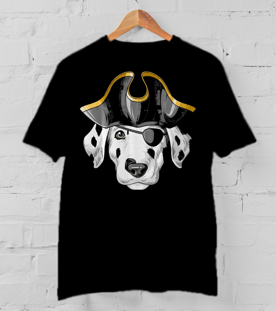 Pirate Dalmatian Eyepatch Tricorn Hat Dalmatian T-Shirt