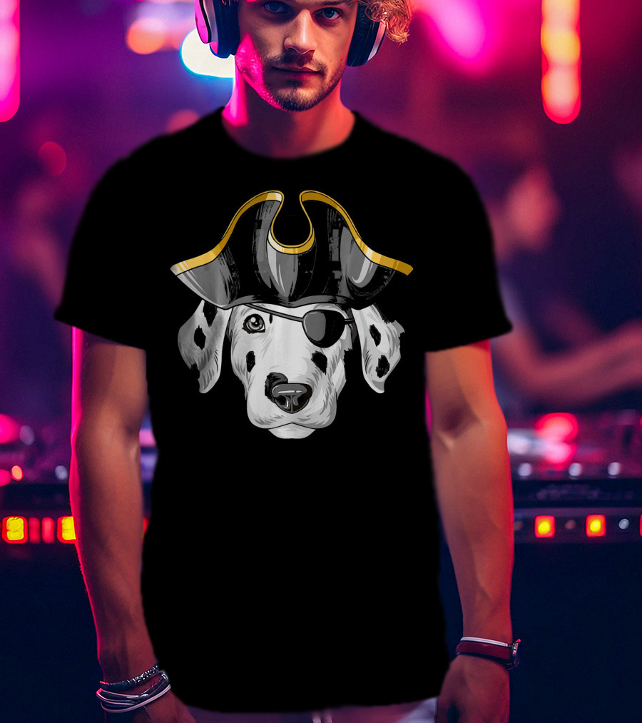 Pirate Dalmatian Eyepatch Tricorn Hat Dalmatian T-Shirt