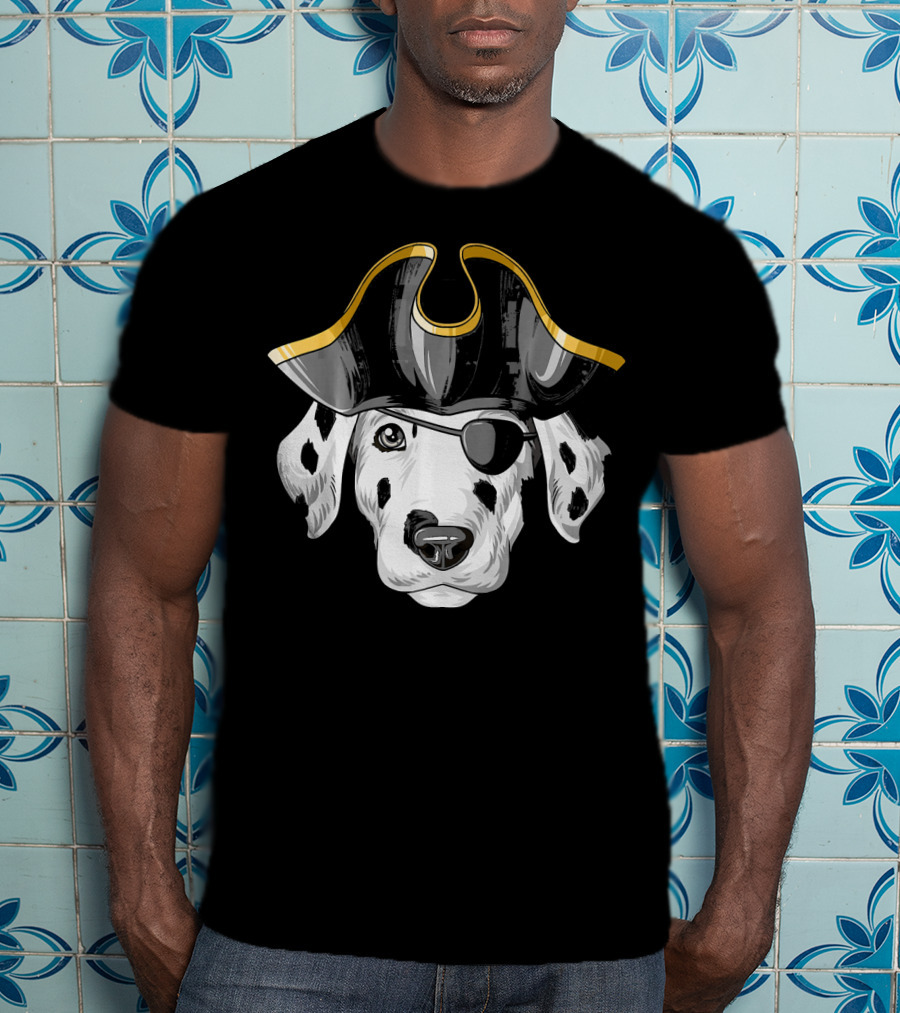 Pirate Dalmatian Eyepatch Tricorn Hat Dalmatian T-Shirt