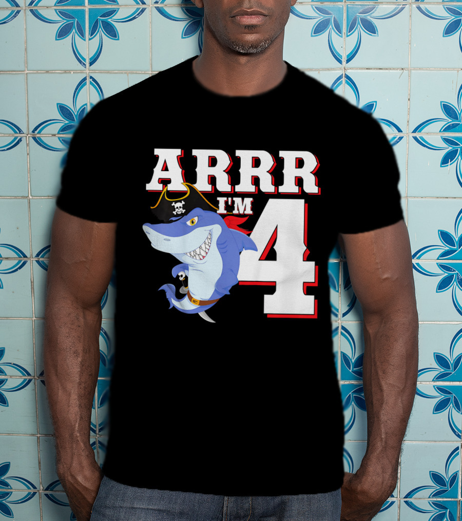 ARRR I'm 4 Kids Pirate Shark Birthday T-Shirt