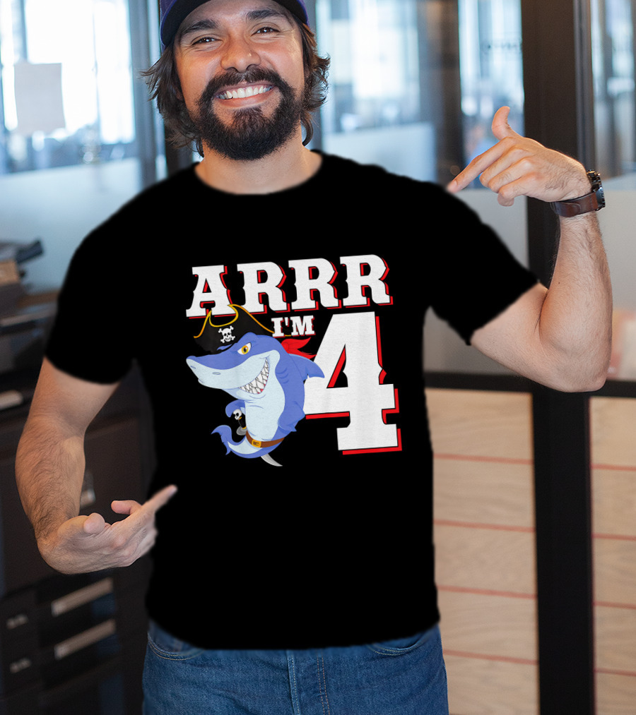 ARRR I'm 4 Kids Pirate Shark Birthday T-Shirt