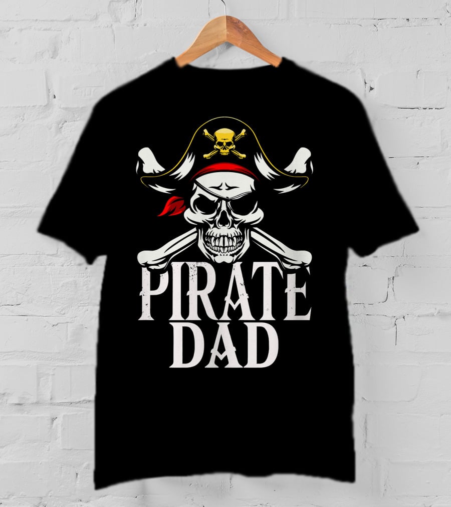 Pirate Dad Skull And Crossbones Funny Lon T-Shirt